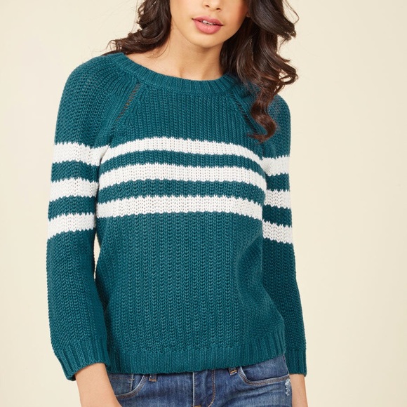 Modcloth Sweaters - ModCloth Mind Over Alma Mater Striped Sweater